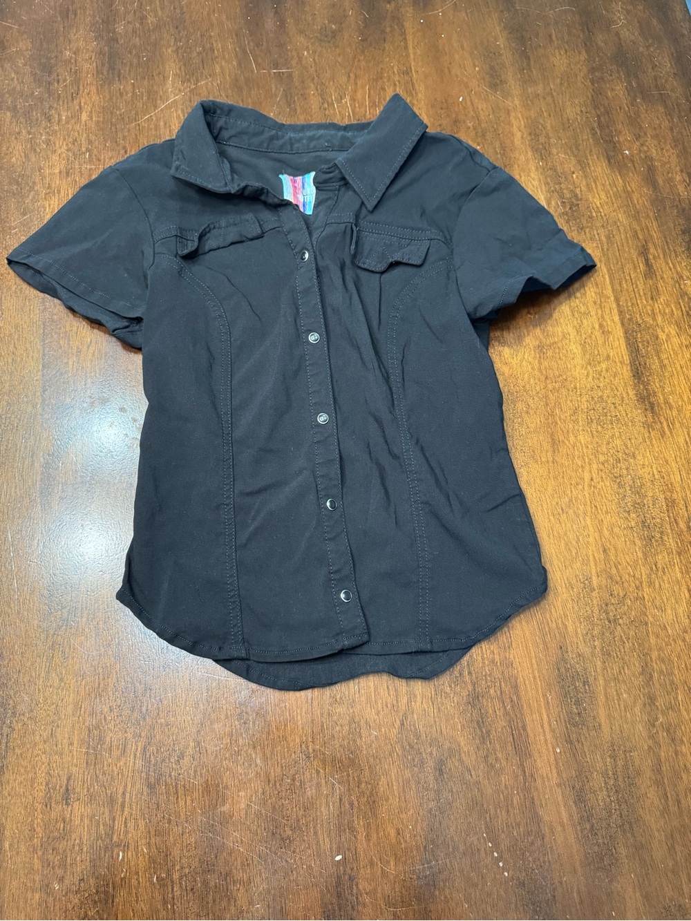 Urban Outfitters Black Short Sleeve Button Up Top